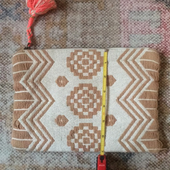 Woven Tassel Zip Top Clutch/Accessory Pouch - Picture 9 of 9